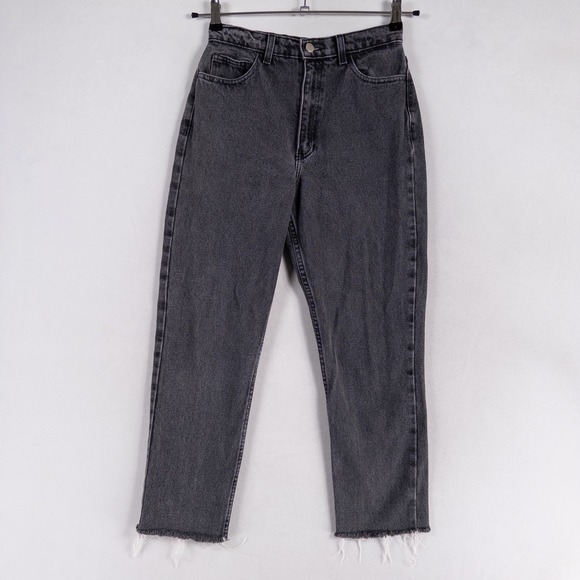 American Apparel Jeans Womens 27 Gray Crop Tapered High Rise 100% Cotton Raw Hem - Picture 1 of 10